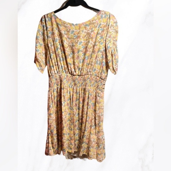NWT Free  people “lily combo” deep V neck floral bohemian flared dress 12 - Picture 3 of 6